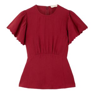 Ulla Johnson Red Nejma Ruffled Crepe Blouse