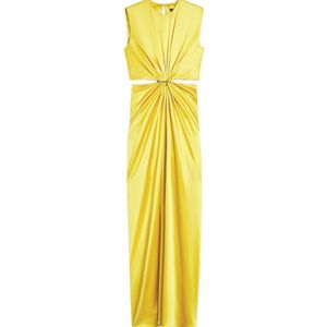 Max Mara Yellow Pianoforte Panaro Hourglass Gathered Sleeveless Dress