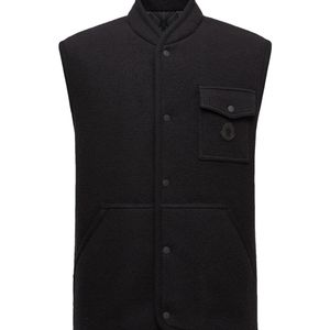 Moncler Black Logo Patch Button-Up Vest for men