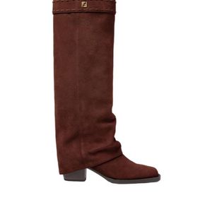 Fendi Brown Minerva Square-Toe Boots