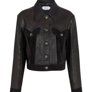 Versace Black Patchwork Short Leather Jacket