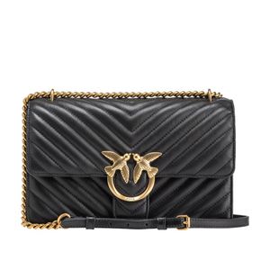 Pinko Black Classic Love One Chevron Shoulder Bag