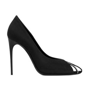 Saint Laurent Black Embellished Satin Pumps