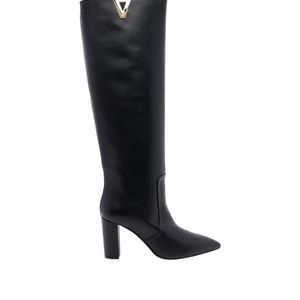 Via Roma 15 Black V Logo Knee-High Boots