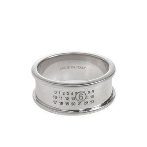 MM6 by Maison Margiela White Engraved Logo Band Ring for men