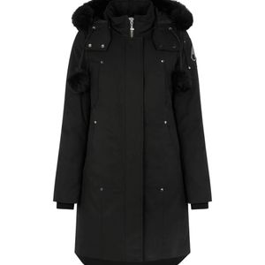 Moose Knuckles Black Logo Plaque Hooded Down Parka