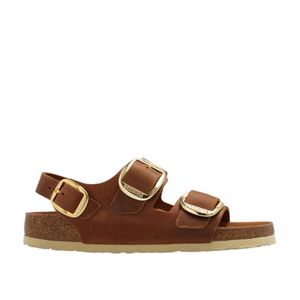 Birkenstock Brown Milano Buckled Round-Toe Slingback Sandals