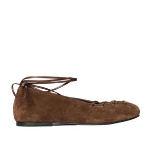 Alohas Brown Lace-Up Square-Toe Flat Shoes