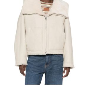 Blancha Blue Hooded Shearling Jacket