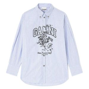 Ganni White Stripe Logo Shirt