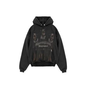 Represent Black Hooded Long-Sleeved Hoodie for men