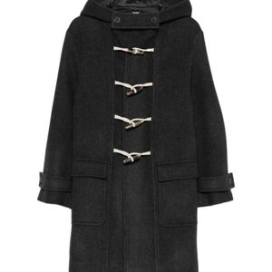 Semicouture Black Hooded Duffle Coat