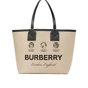 Burberry Natural Logo Printed Large London Tote Bag
