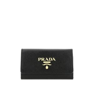 Prada Black Logo Key Ring Case