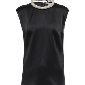Stella McCartney Black Crystal-Embellished Satin Top