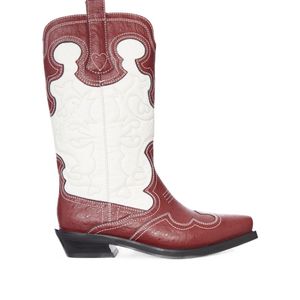 Ganni Embroidered Two-Tone Boots