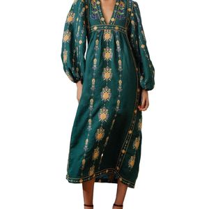 Farm Rio Green Long Sleeve Dress