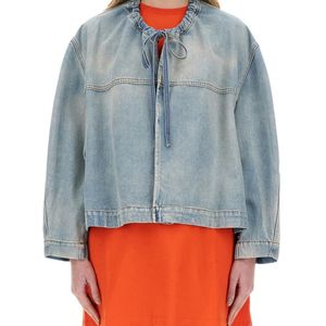 MSGM Blue Drawstring Denim Jacket