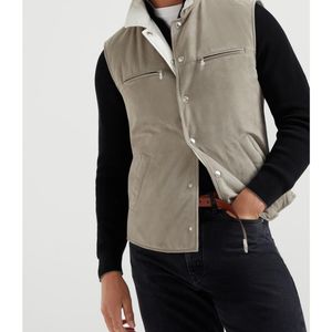 Brunello Cucinelli Black Leather Vest for men