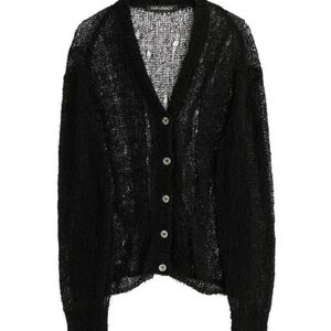 Our Legacy Black Sheer Open-Knit Cardigan for men