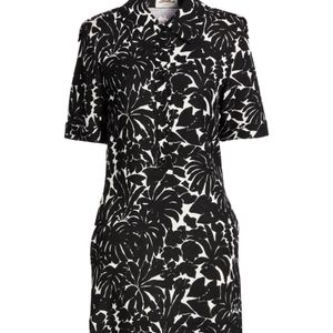 Saint Laurent Black Printed Short Sleeve Dress