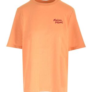 Maison Kitsuné Orange Maison Kitsuné Logo Embroidered Crewneck T-Shirt