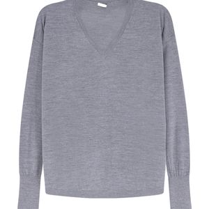 Aspesi Grey V-Neck Knitted Sweater
