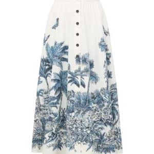 Dior Blue Iviera Mid-Length Flared Skirt