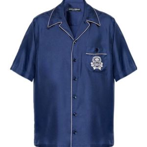 Dolce & Gabbana Blue Silk Shirt With Pocket for men