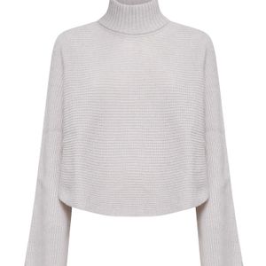 Alysi White Wide-Sleeve Cropped Jumper