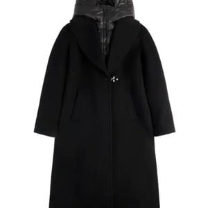 Fay Black Double Front Hooded Coat