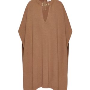 Valentino Brown V-Neck Chained Knitted Top