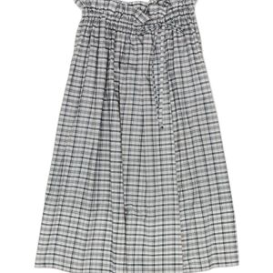 Jil Sander Grey Checked Ruched Skirt