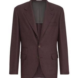 Brunello Cucinelli Brown Mouliné Virgin-Wool Twill Deconstructed Blazer for men
