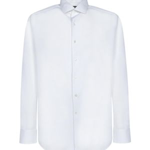 Zegna White Long Sleeved Buttoned Classic Shirt for men
