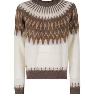 Roberto Collina Brown Fair Isle Knit Sweater