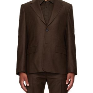 Ferragamo Brown Single Breasted Flannel Blazer for men