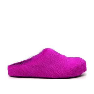 Marni Purple Fluffy Slip-On Mules
