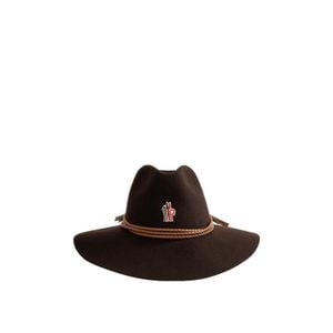 Moncler Brown Wide-Brim Logo Hat for men