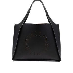 Stella McCartney Black Logo Detailed Shoulder Bag