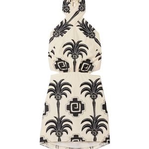 Johanna Ortiz White Embroidered Cotton-Blend Voile Halterneck Mini Dress