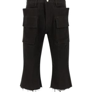Rick Owens Black Tower Runway Cargo Bolan Distressed Cut Off Trousers for men