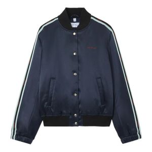 Off-White c/o Virgil Abloh Blue Striped Trim Bomber Jacket