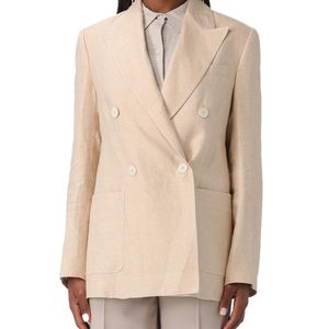 Eleventy Natural Double-Breasted Blazer