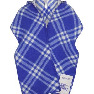Burberry Blue Hood Equestrian Knight Checked Scarf