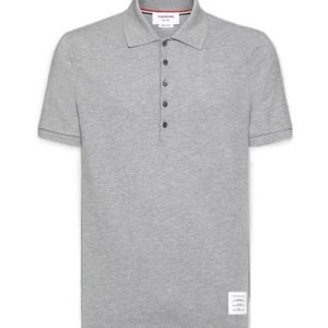 Thom Browne Grey Bar Short-Sleeved Polo Shirt for men
