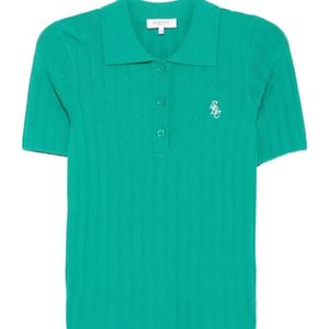Sporty & Rich Green Src Ribbed Polo Top