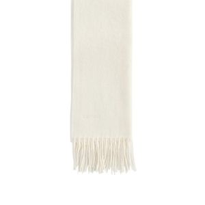 Barbour White Woven Fringed Scarf