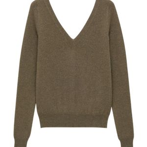 Saint Laurent Green V-Neck Long-Sleeved Jumper