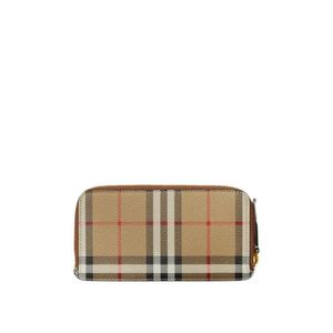 Burberry Natural Checked All-Around Zip-Up Wallet